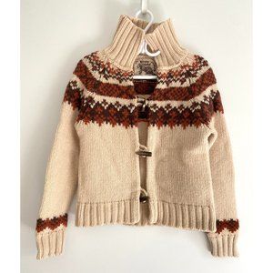 ROOTS • Fair Isle Cardigan • Rare • 100% wool • Like New • Sz Small • Outdoors